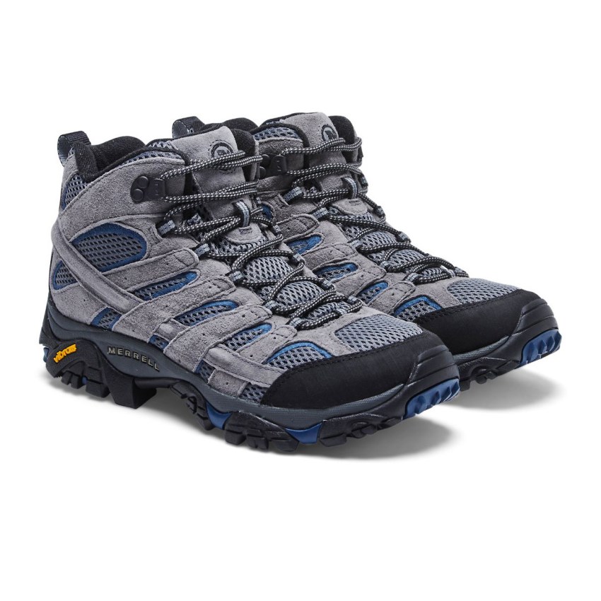 Chaussures Randonnée Merrell Moab 2 Mid Ventilator Grise/Bleu Homme | D.P.RGBS